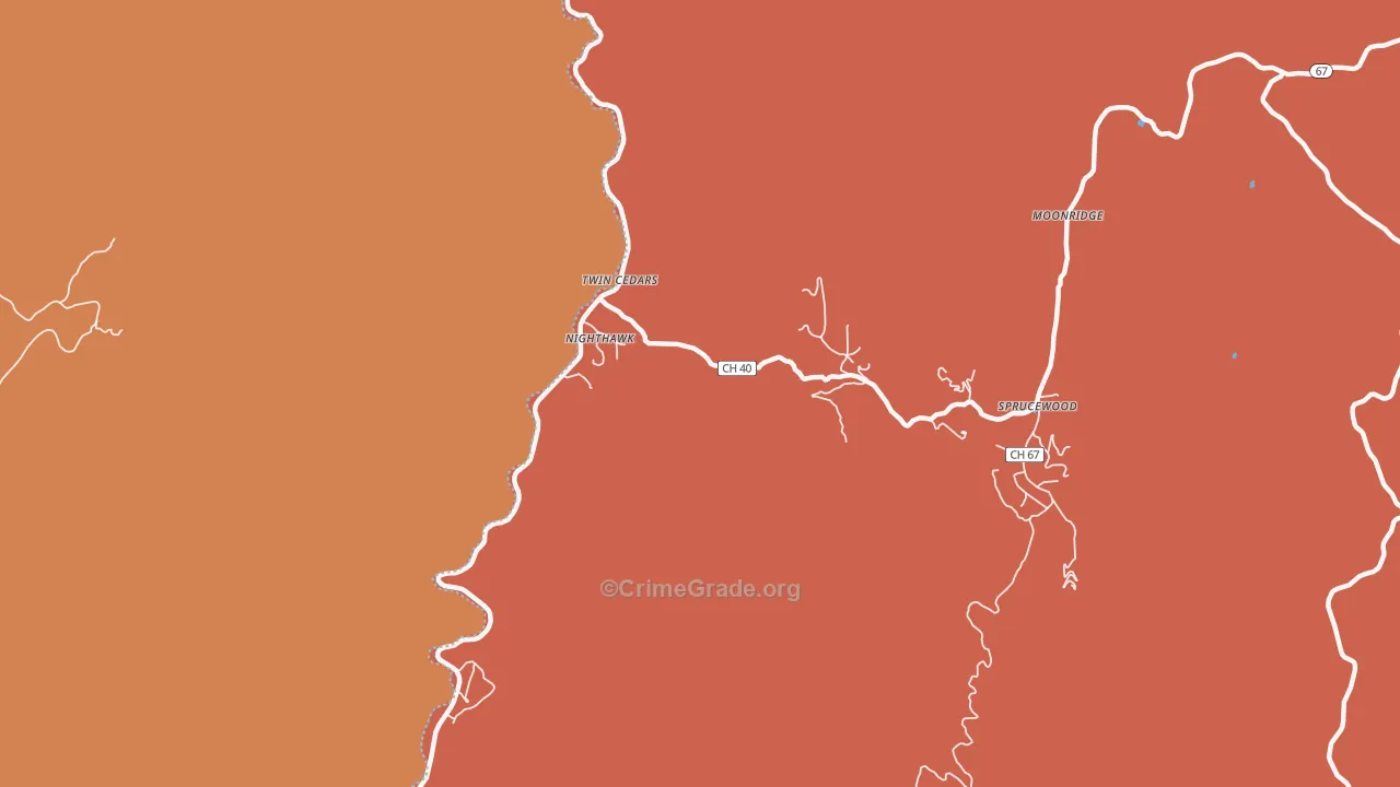 Deckers, CO Map of Burglary Rates