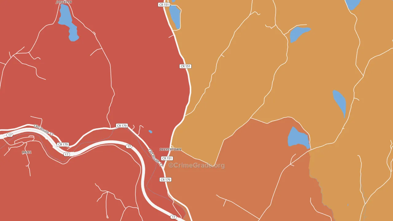 Deckertown, NY Map of Burglary Rates