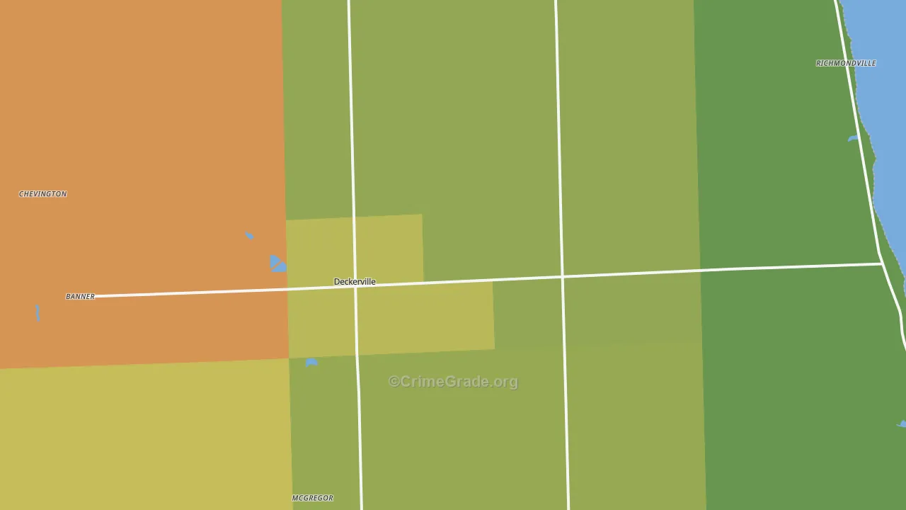 Deckerville, MI Map of Burglary Rates