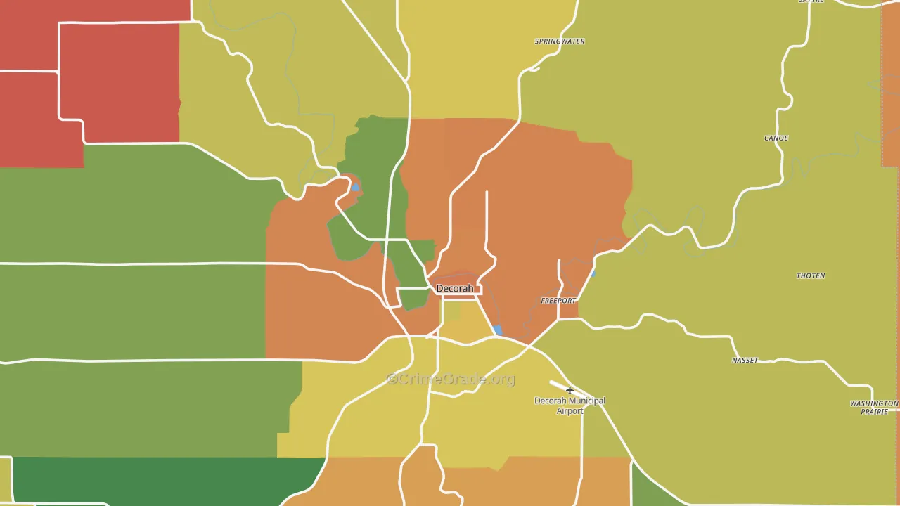 Decorah, IA Map of Burglary Rates