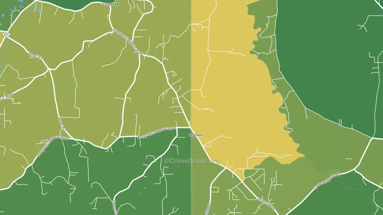 Dedeaux, MS Map of Burglary Rates