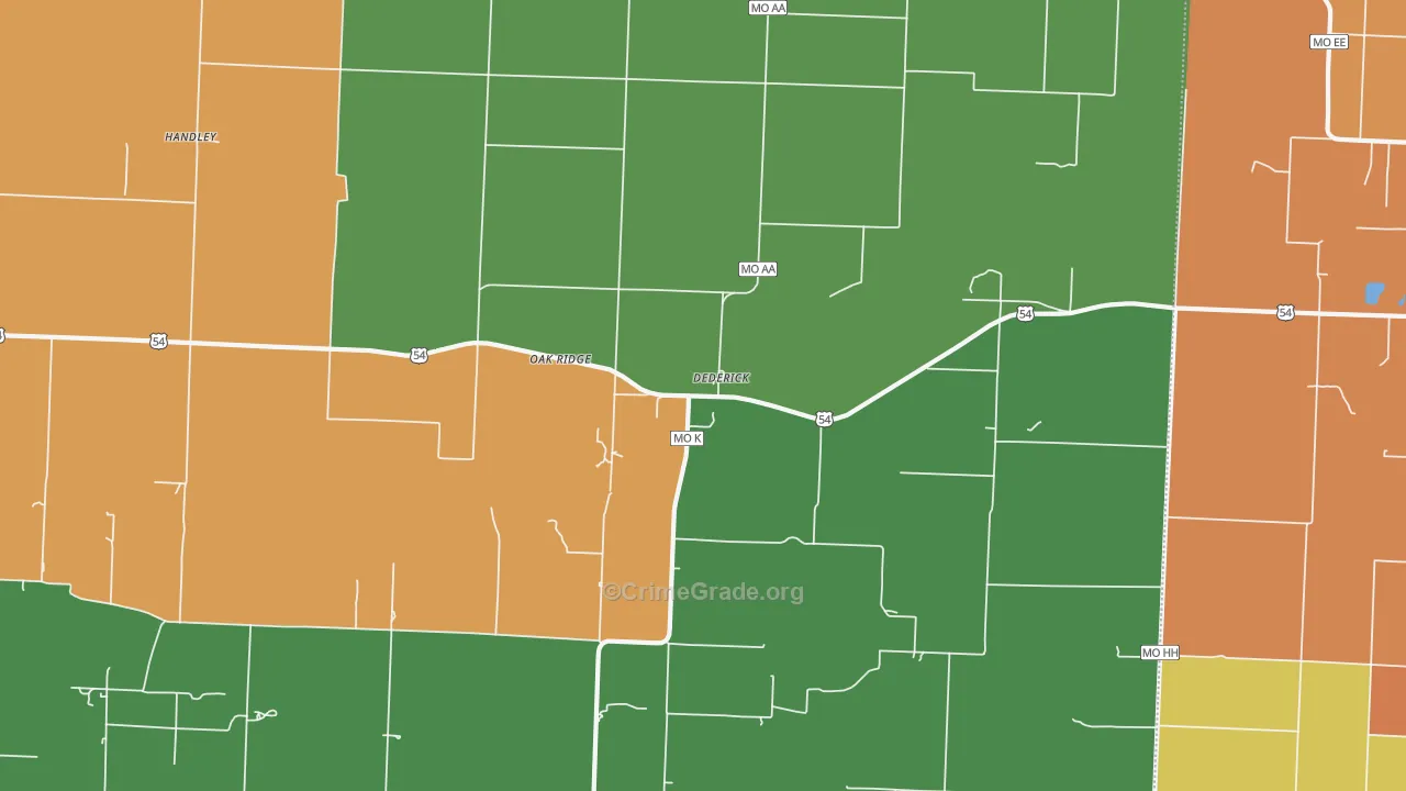 Dederick, MO Map of Burglary Rates