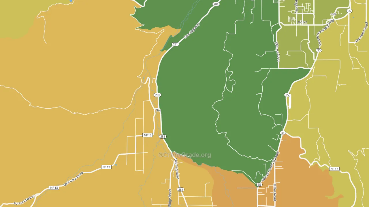 Dee, OR Map of Burglary Rates