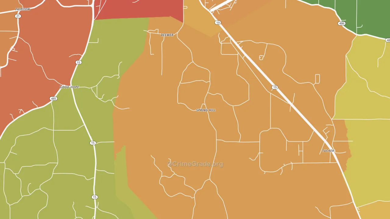 Deemer, MS Map of Burglary Rates