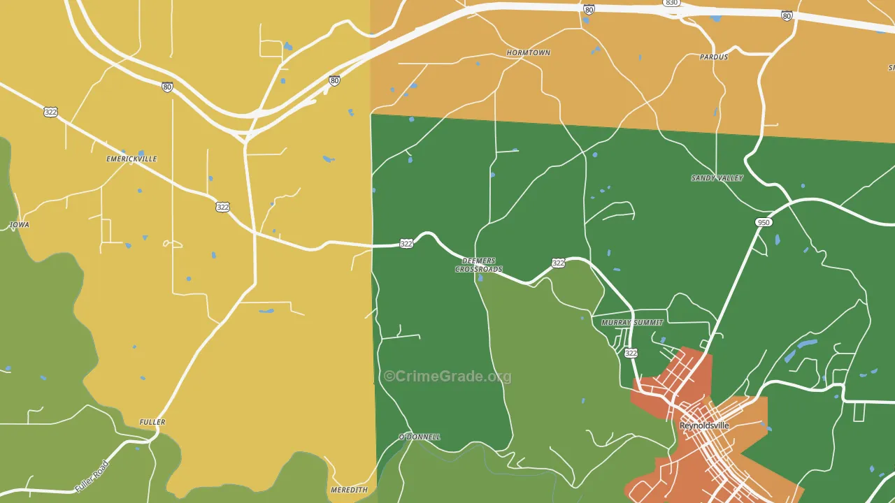 Deemers Cross Roads, PA Map of Burglary Rates