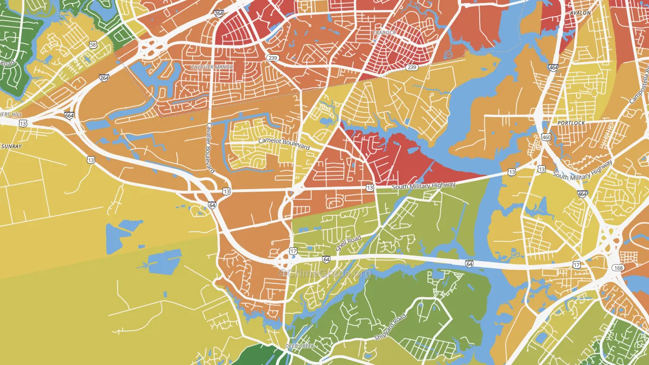 Deep Creek North, Chesapeake, VA Map of Burglary Rates