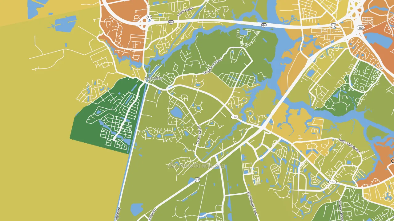Deep Creek South, Chesapeake, VA Map of Burglary Rates