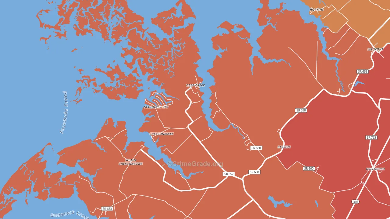 Deep Creek, VA Map of Burglary Rates