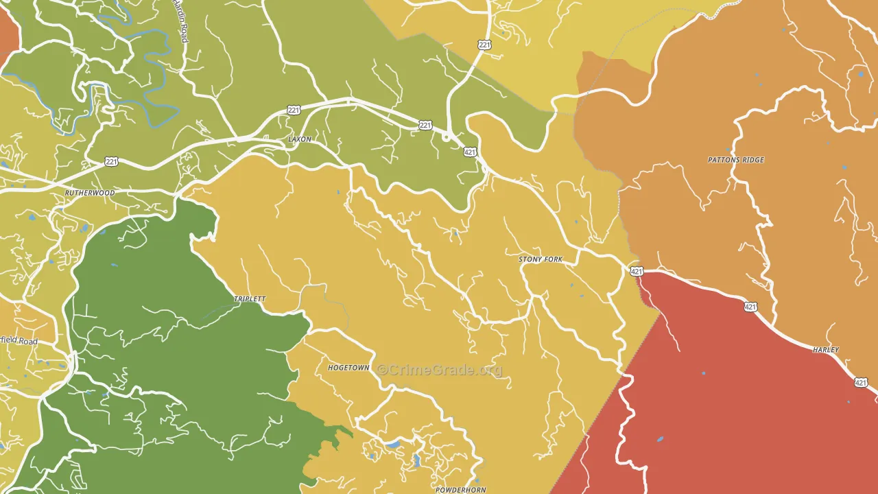 Deep Gap, NC Map of Burglary Rates