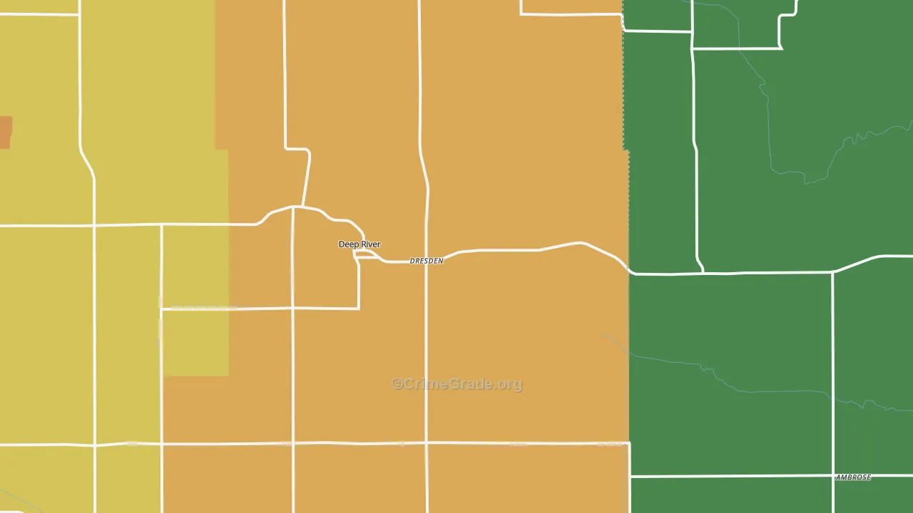 Deep River, IA Map of Burglary Rates