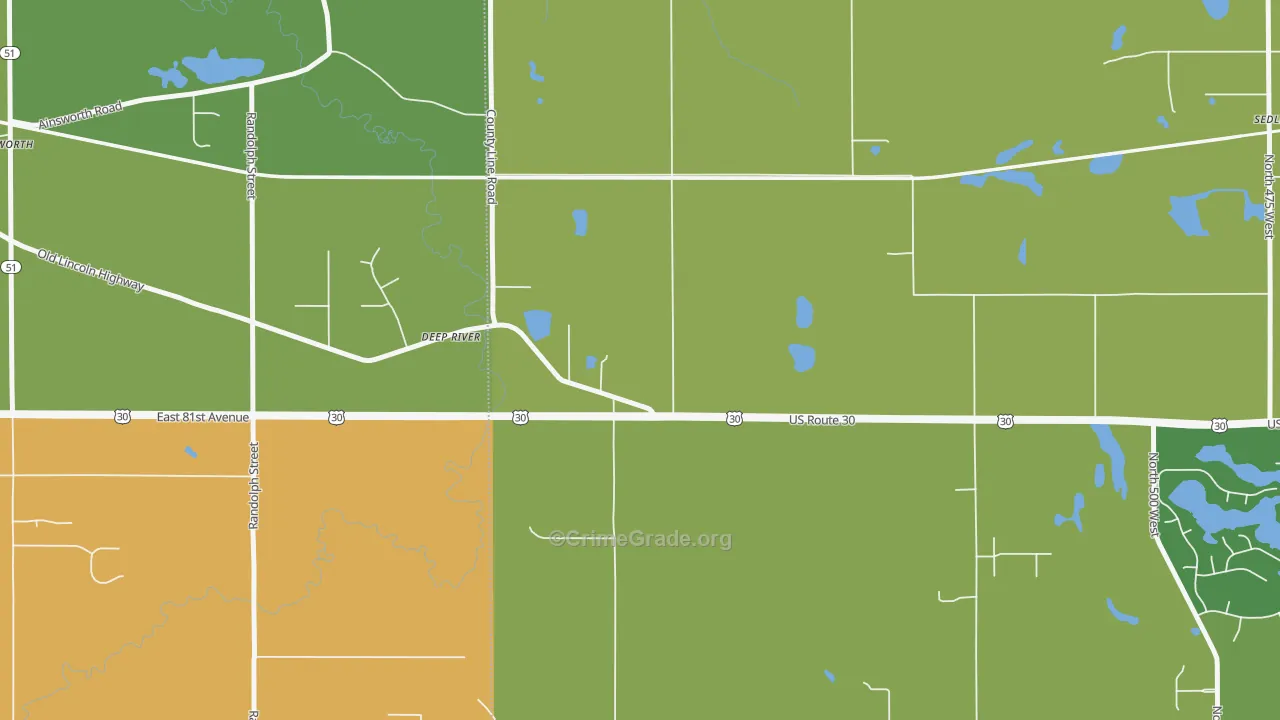 Deep River, IN Map of Burglary Rates