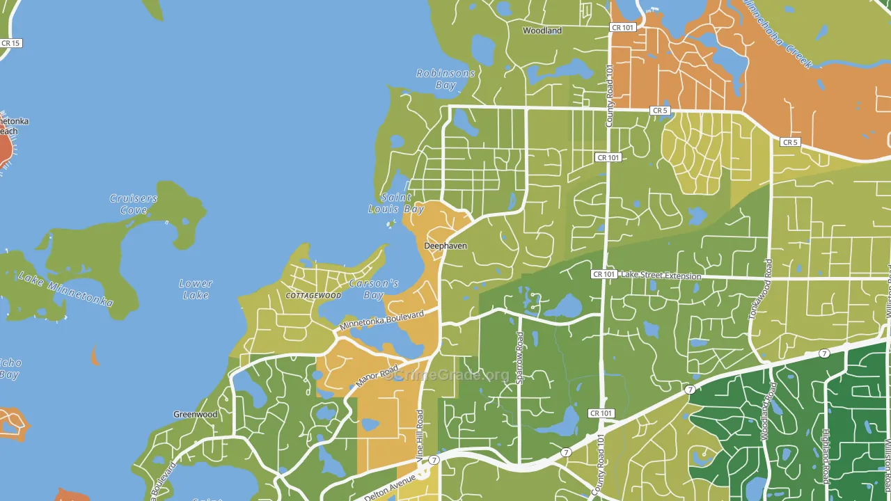 Deephaven, MN Map of Burglary Rates