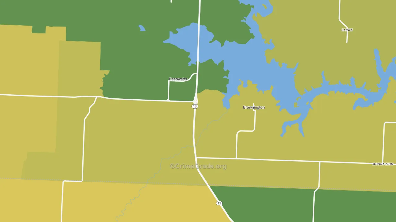 Deepwater, MO Map of Burglary Rates