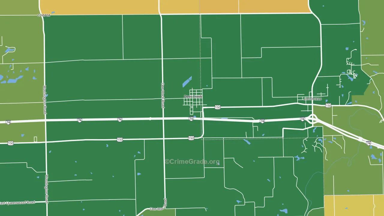 Deer Creek, IL Map of Burglary Rates
