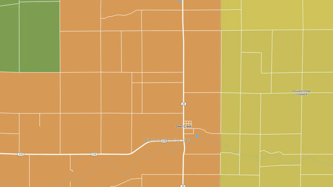 Deer Creek, IN Map of Burglary Rates