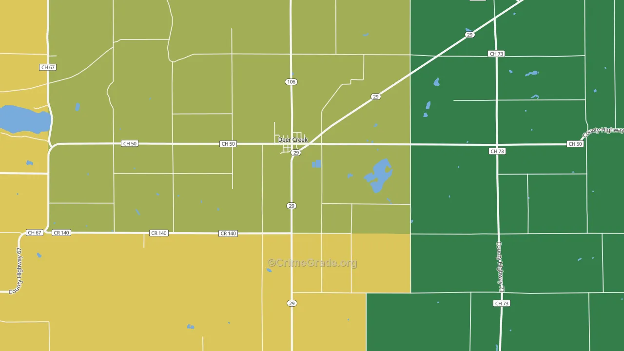 Deer Creek, MN Map of Burglary Rates