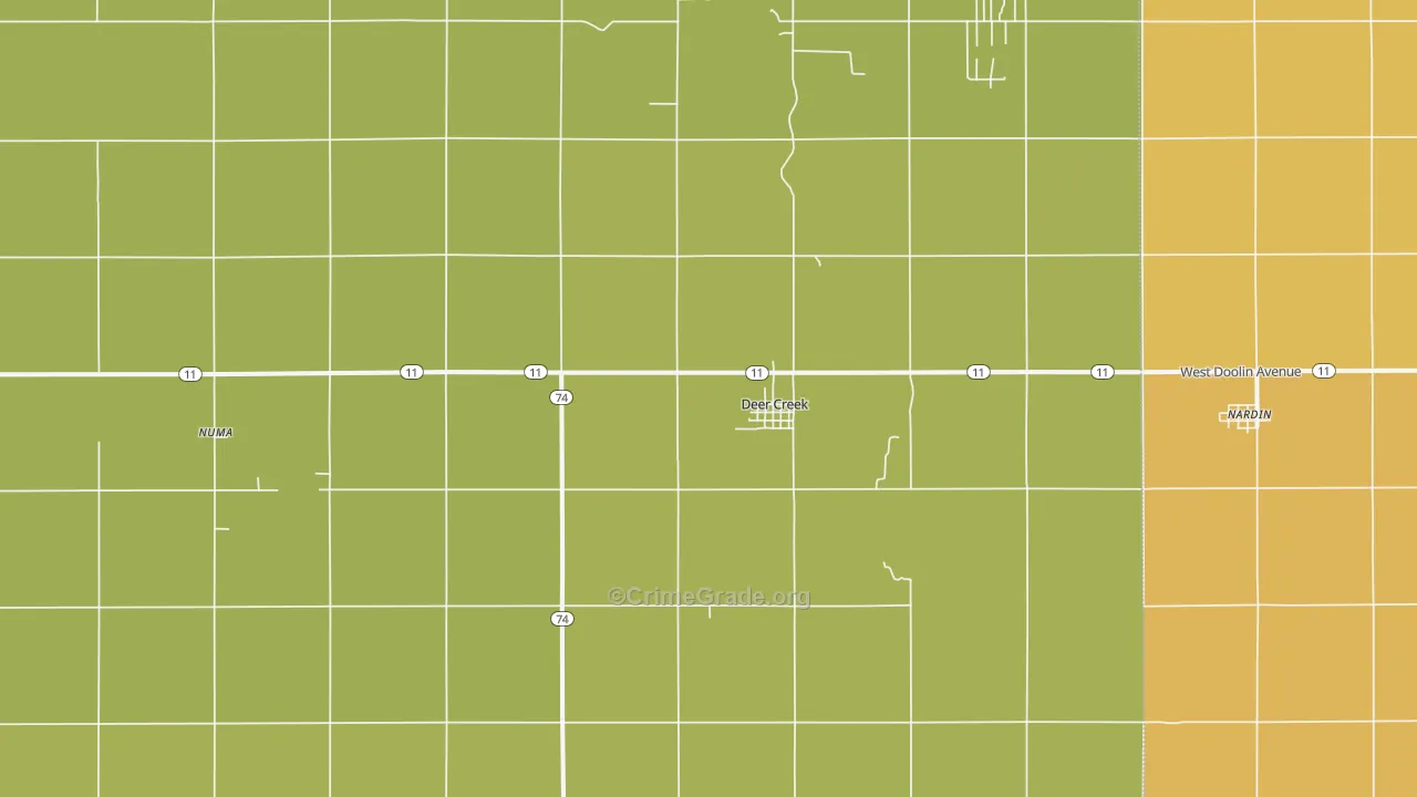 Deer Creek, OK Map of Burglary Rates