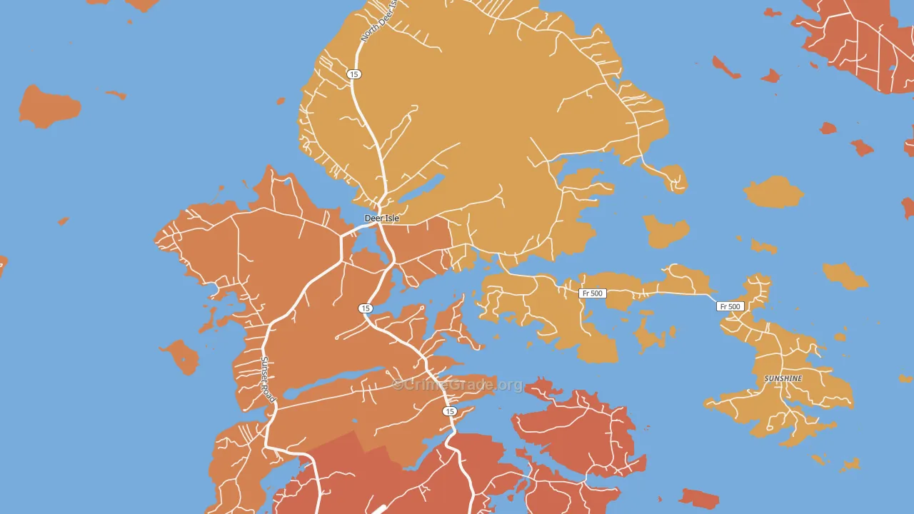 Deer Isle, ME Map of Burglary Rates