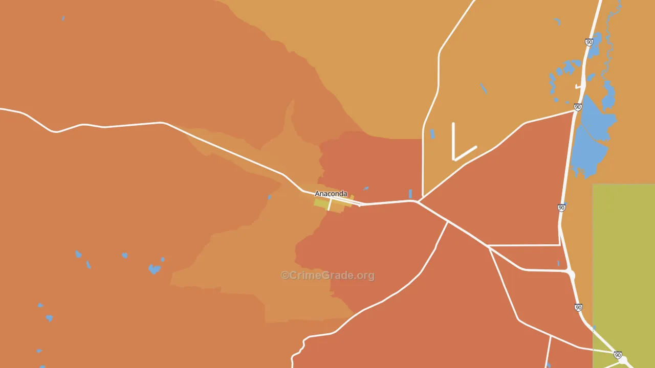 Deer Lodge County, MT Map of Burglary Rates