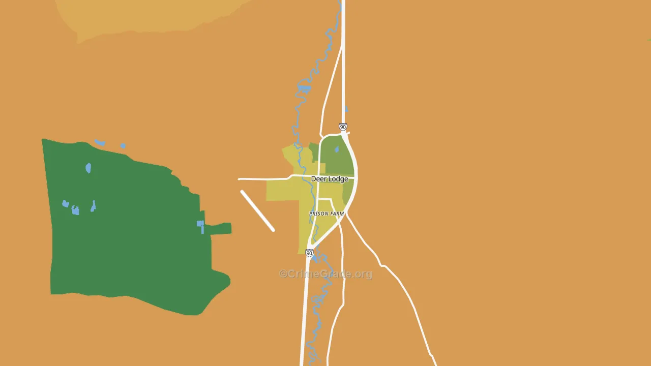 Deer Lodge, MT Map of Burglary Rates