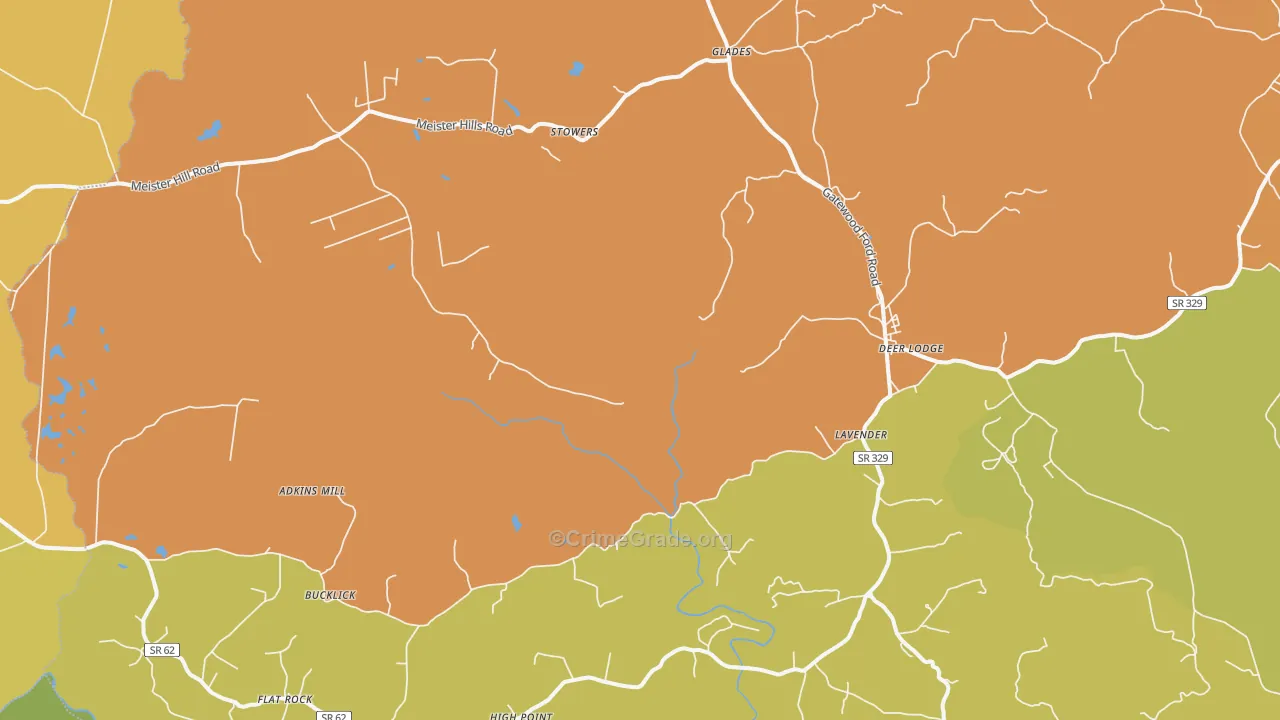 Deer Lodge, TN Map of Burglary Rates