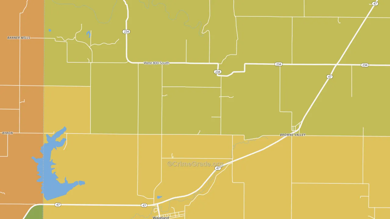 Deer Mill, IN Map of Burglary Rates