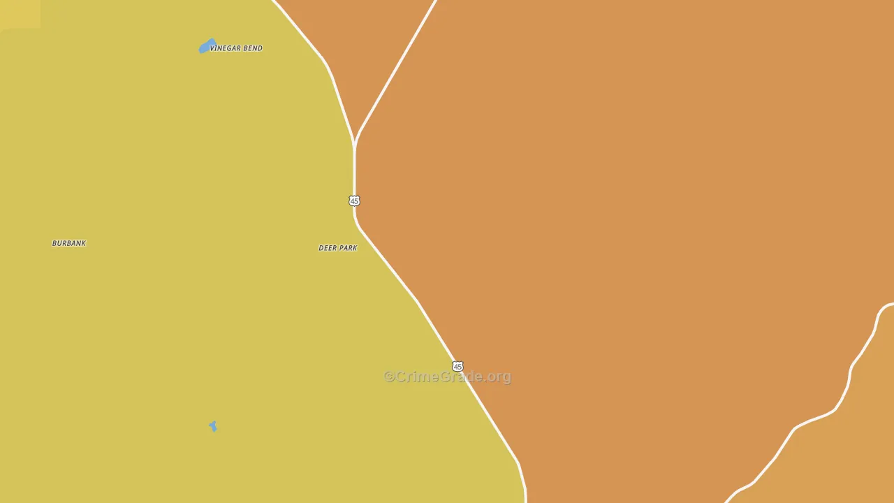 Deer Park, AL Map of Burglary Rates