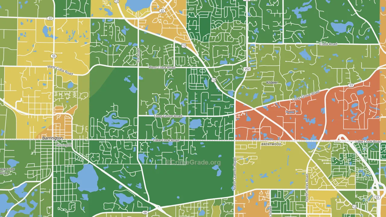 Deer Park, IL Map of Burglary Rates