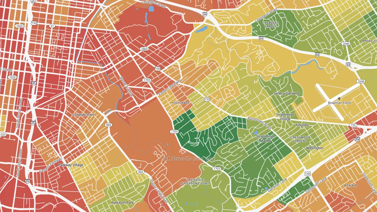 Deer Park, Louisville, KY Map of Burglary Rates