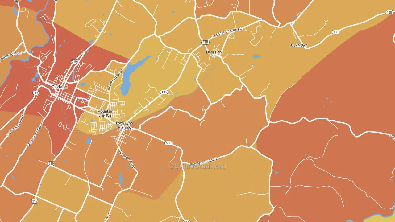 Deer Park, MD Map of Burglary Rates