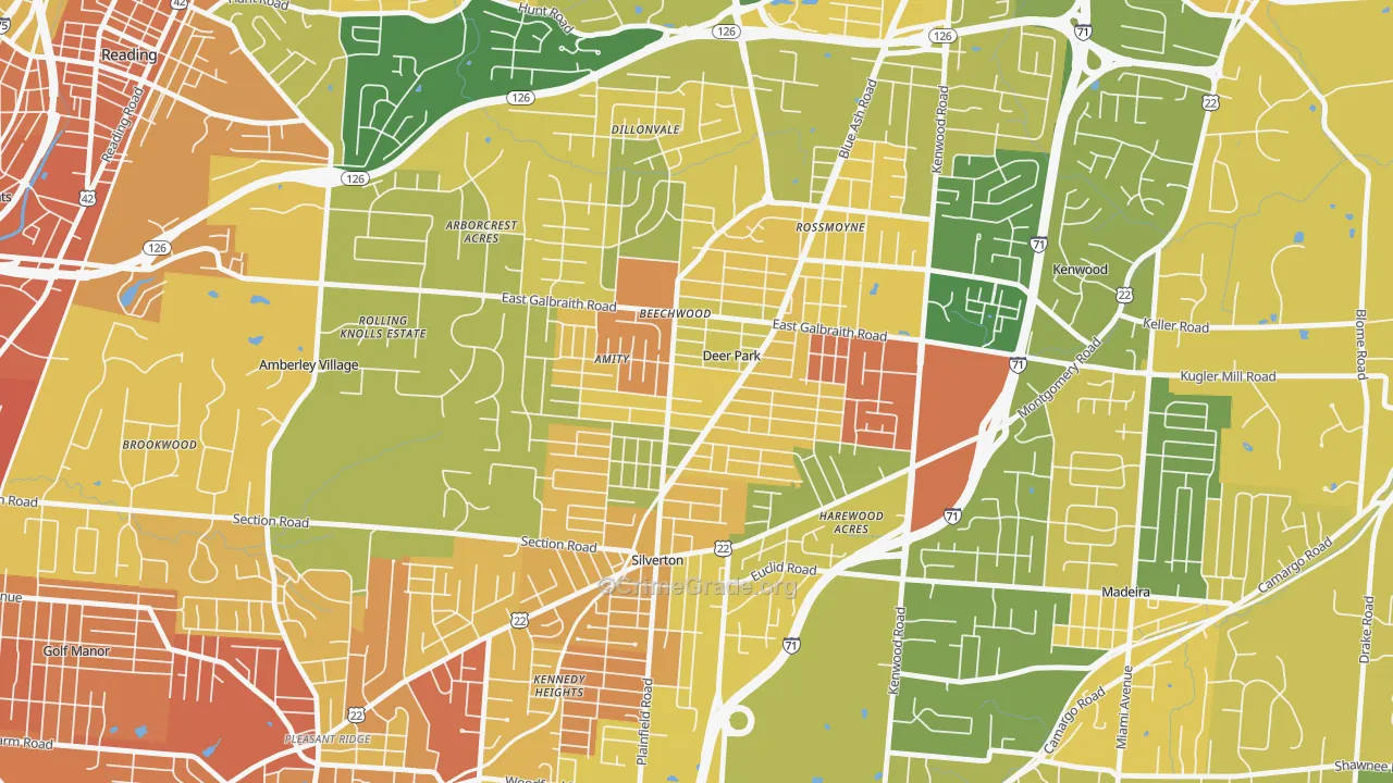 Deer Park, OH Map of Burglary Rates