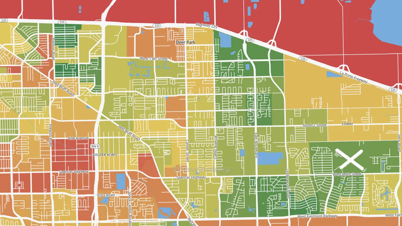 Deer Park, TX Map of Burglary Rates