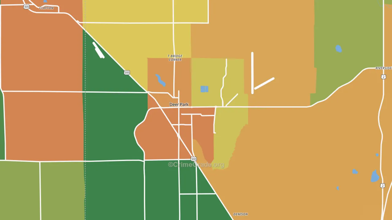Deer Park, WA Map of Burglary Rates