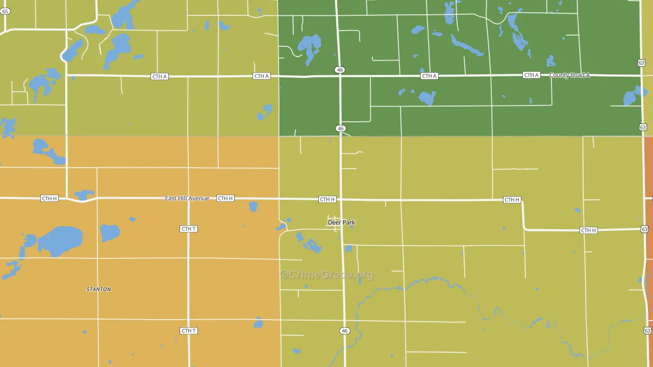 Deer Park, WI Map of Burglary Rates