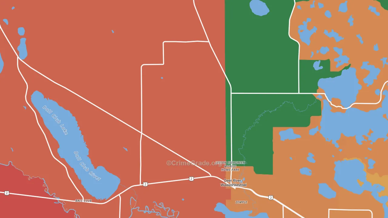 Deer River, MN Map of Burglary Rates