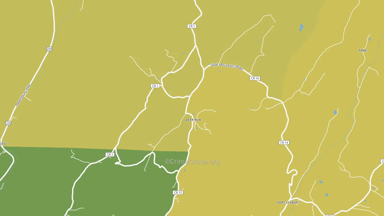 Deer Run, WV Map of Burglary Rates