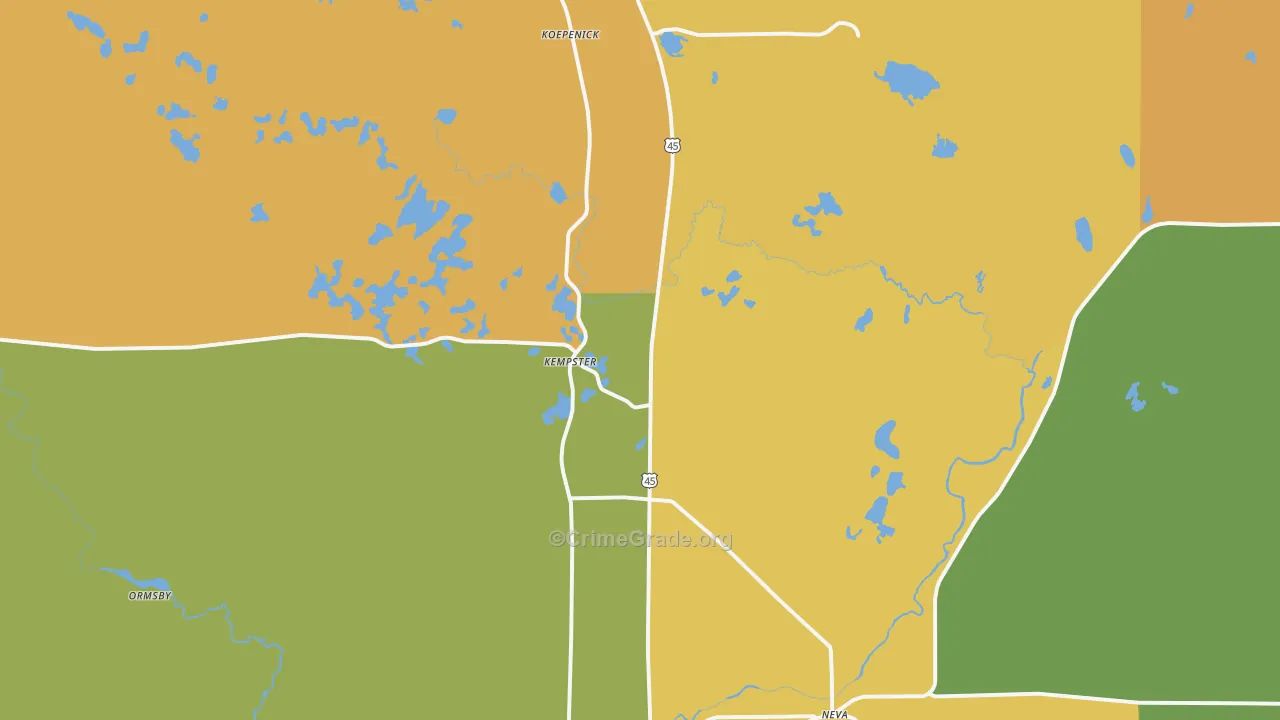 Deerbrook, WI Map of Burglary Rates