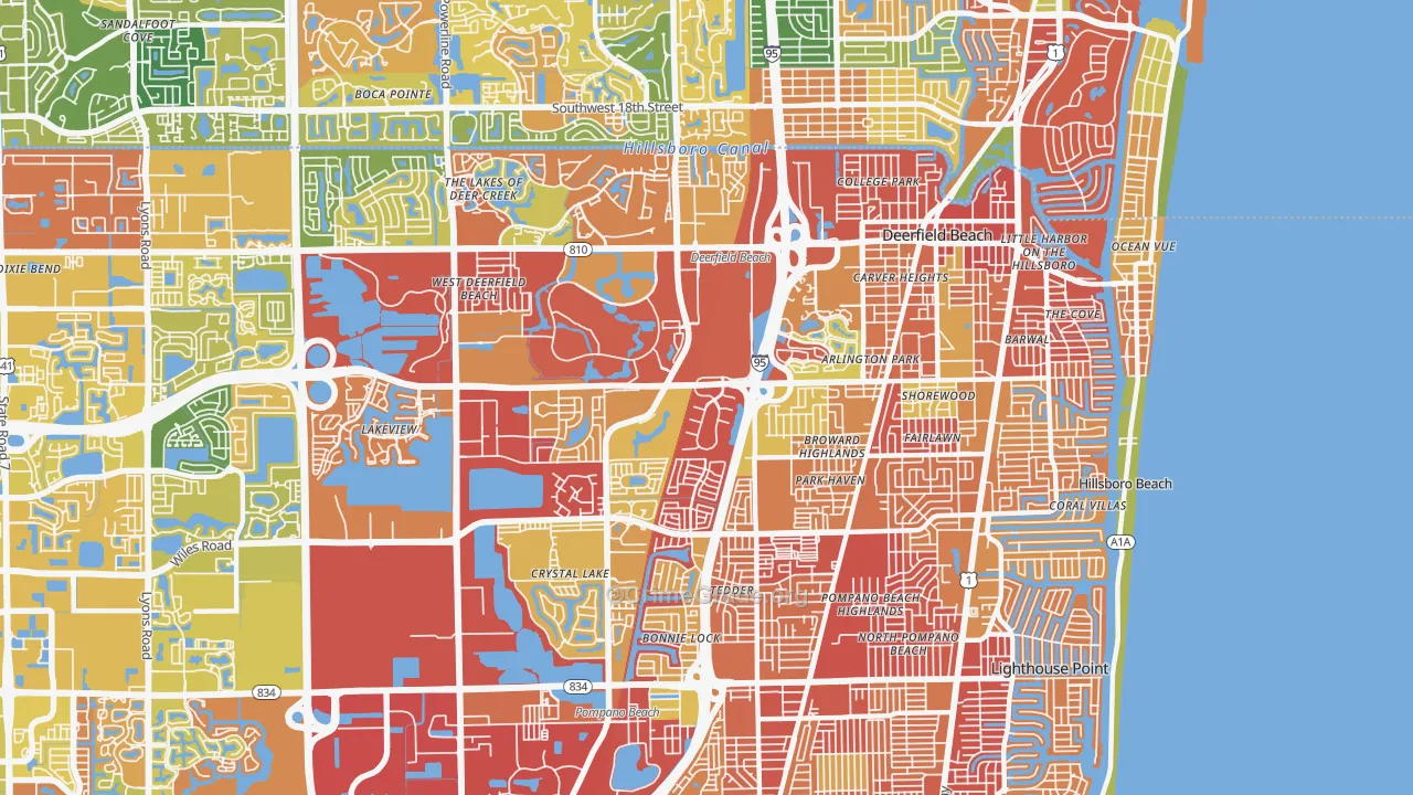 Deerfield Beach, FL Map of Burglary Rates