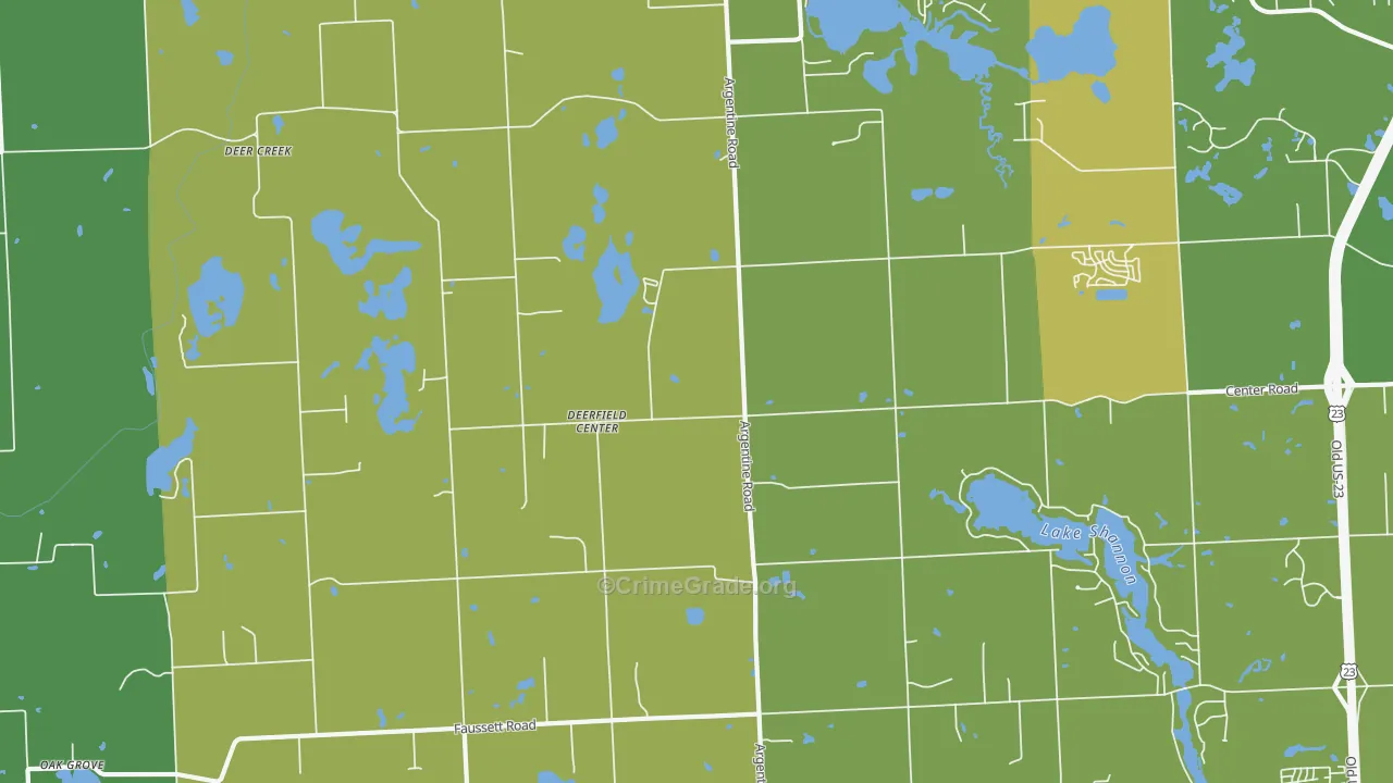 Deerfield Center, MI Map of Burglary Rates