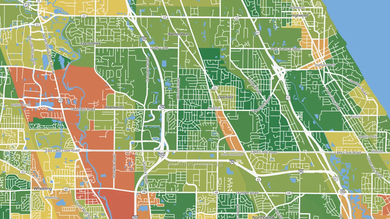 Deerfield, IL Map of Burglary Rates