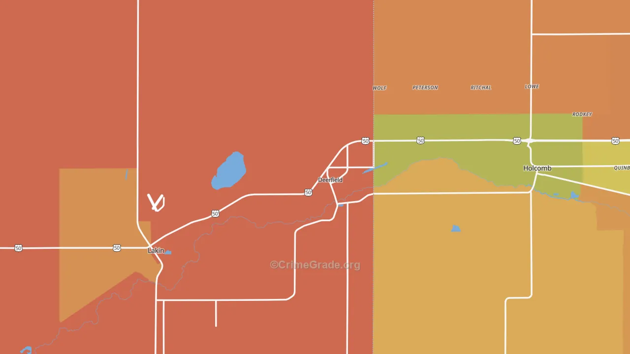 Deerfield, KS Map of Burglary Rates