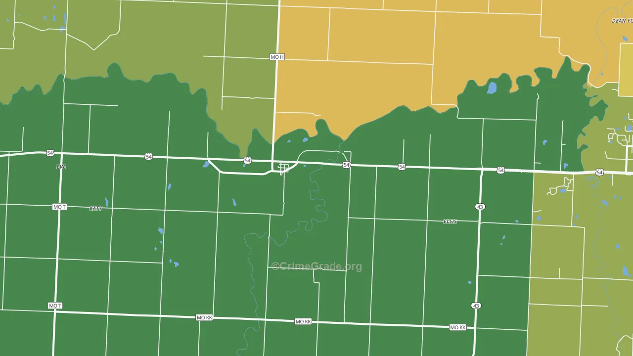 Deerfield, MO Map of Burglary Rates