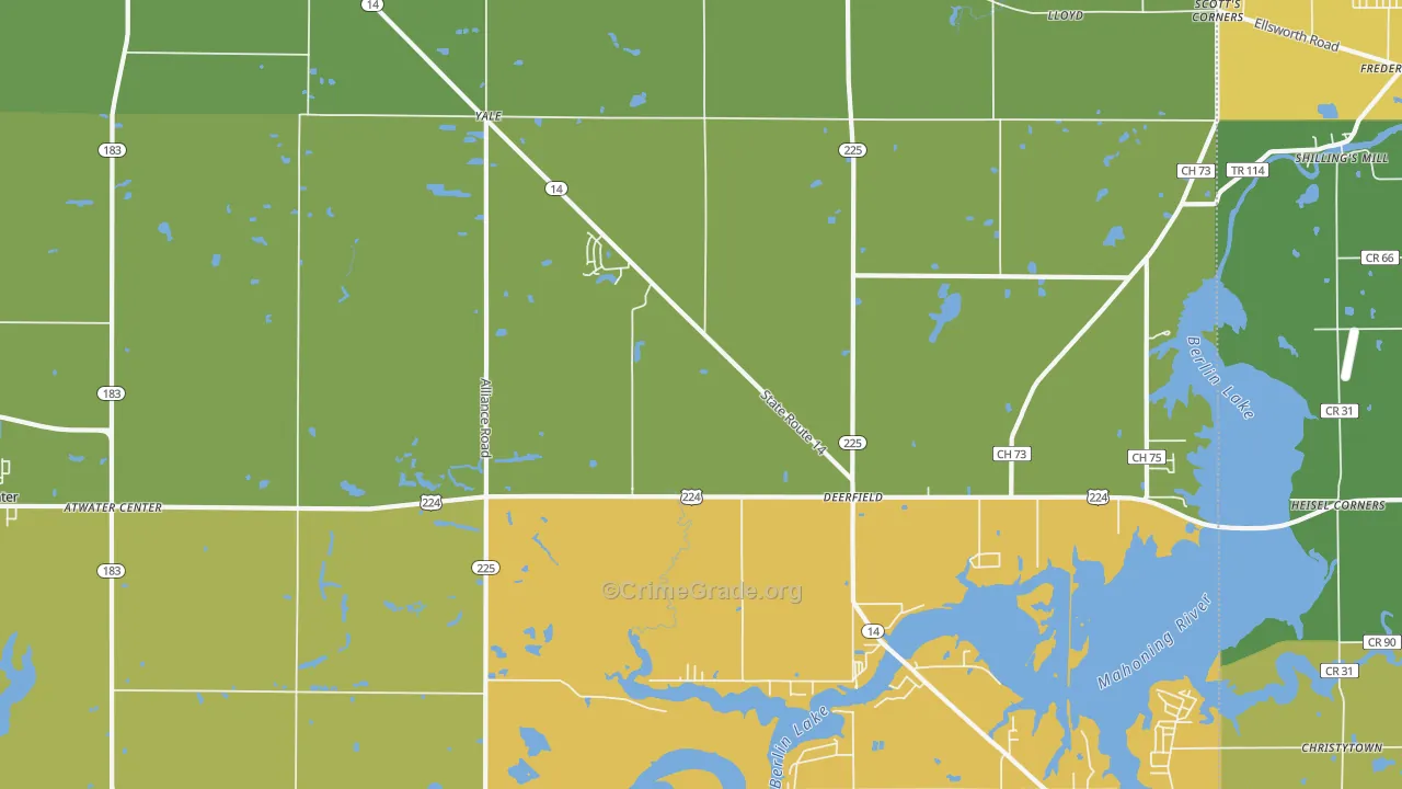 Deerfield, OH Map of Burglary Rates