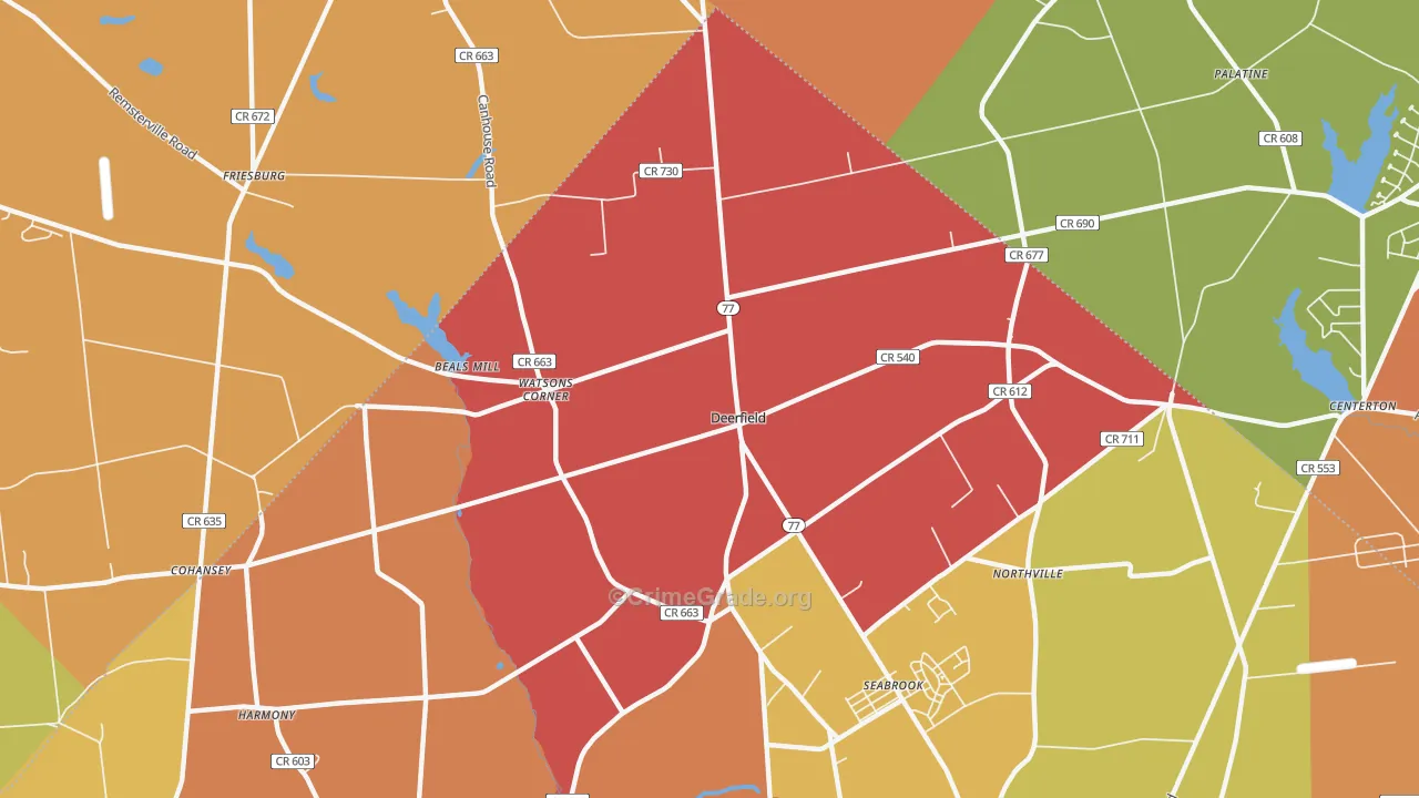 Deerfield Street, NJ Map of Burglary Rates