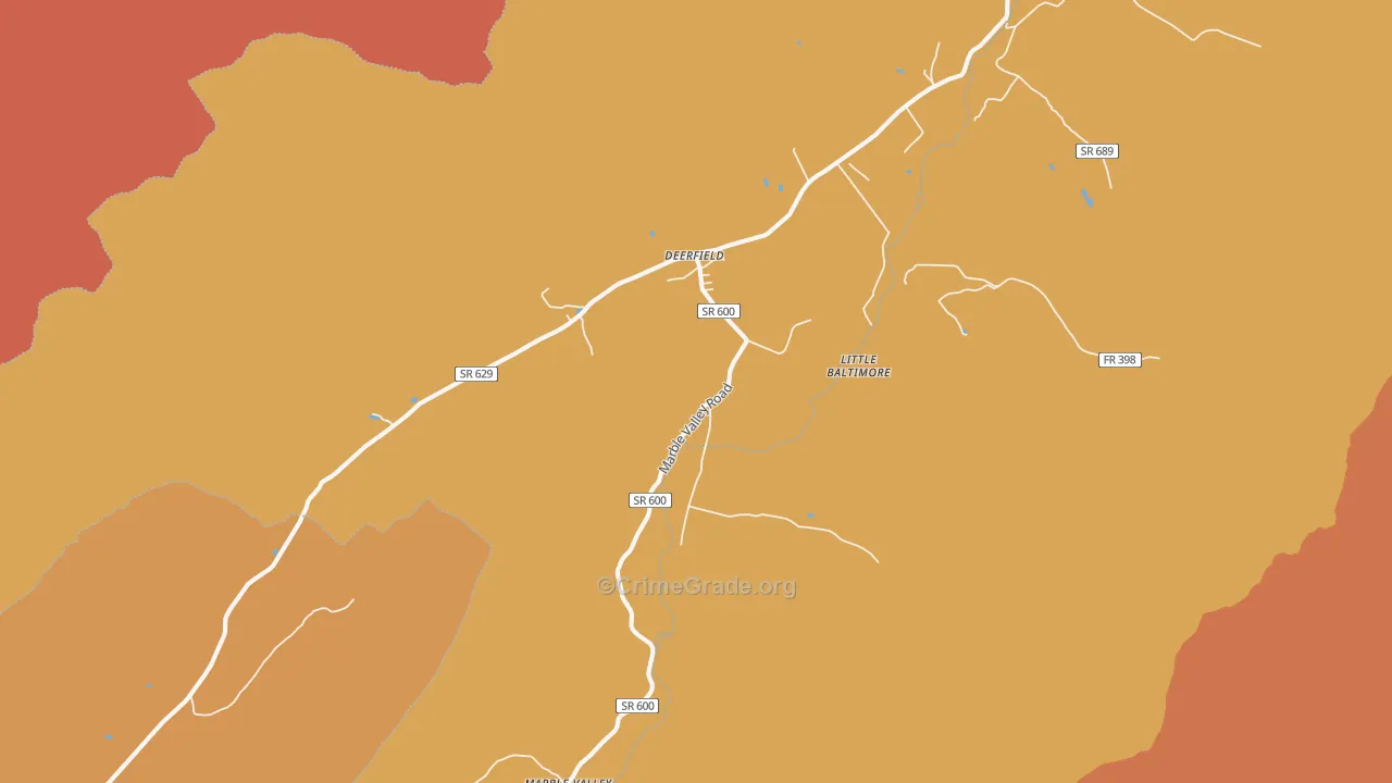 Deerfield, VA Map of Burglary Rates