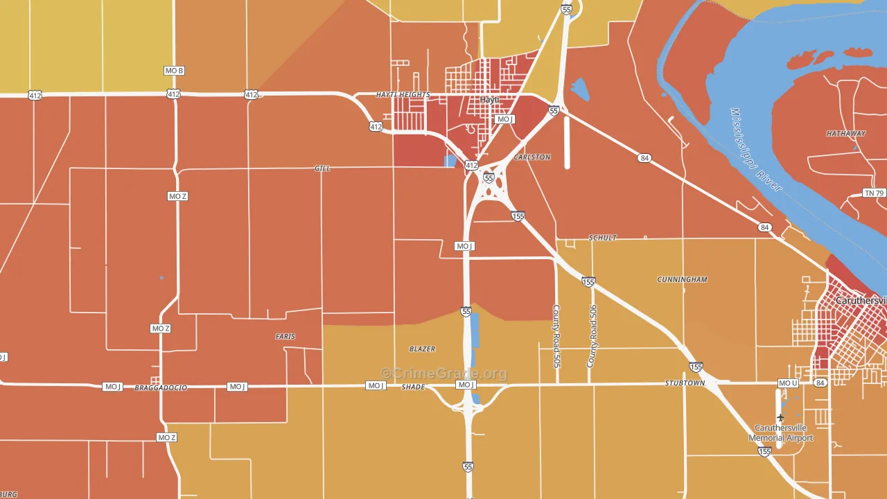 Deering, MO Map of Burglary Rates