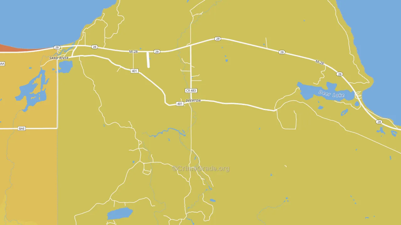 Deerton, MI Map of Burglary Rates