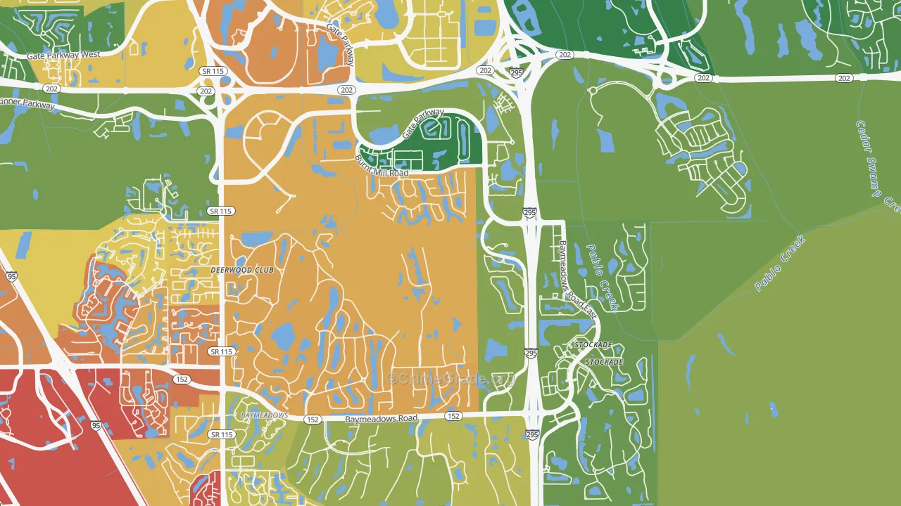 Deerwood, Jacksonville, FL Map of Burglary Rates