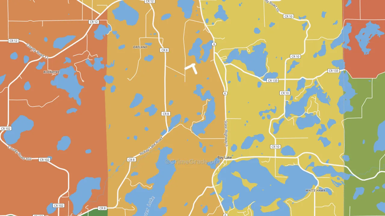 Deerwood, MN Map of Burglary Rates
