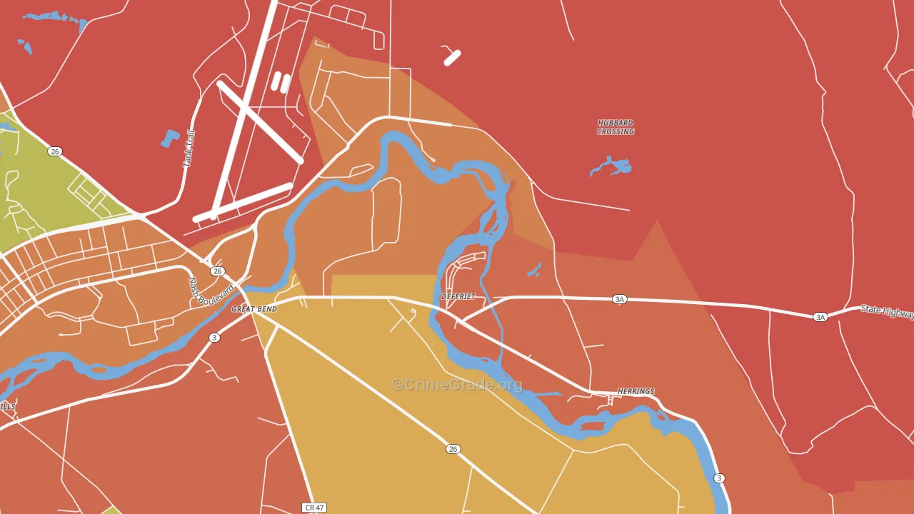 Deferiet, NY Map of Burglary Rates